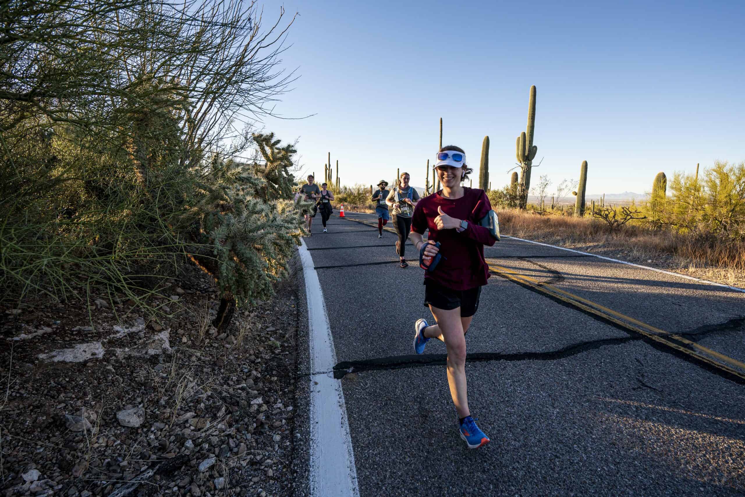 Runners along the Saguaro Half Marathon course.