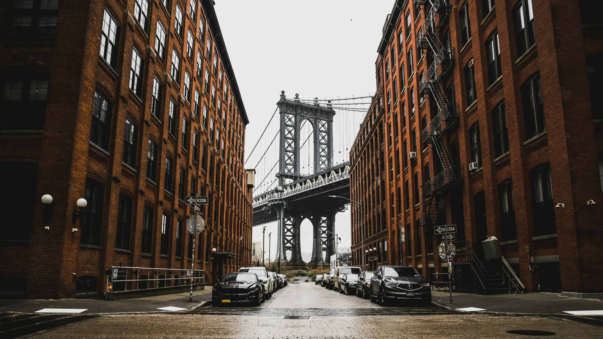 The Manhattan Bridge in New York City. 