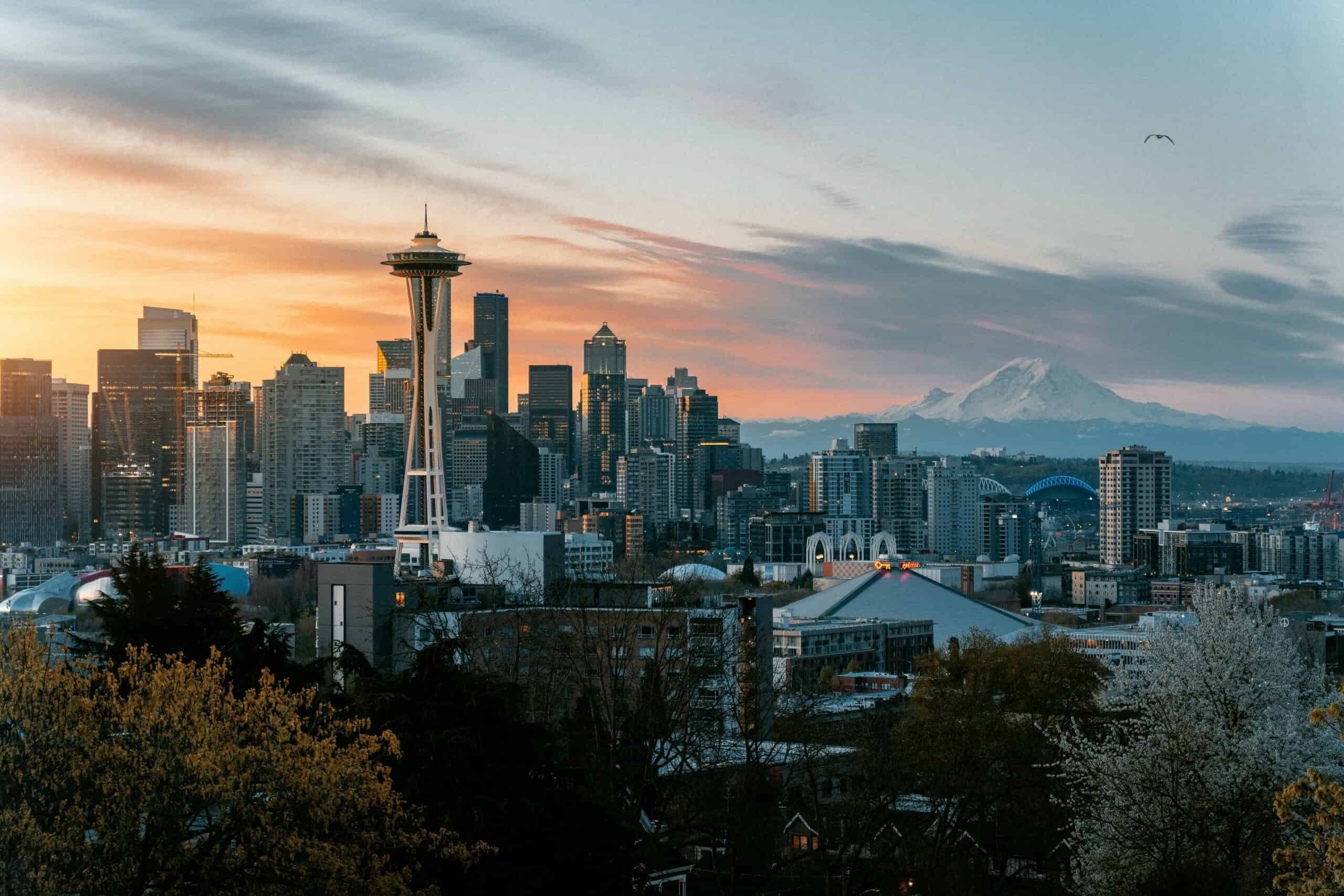 Seattle, one of the best cities for runners, and it's city skyline.