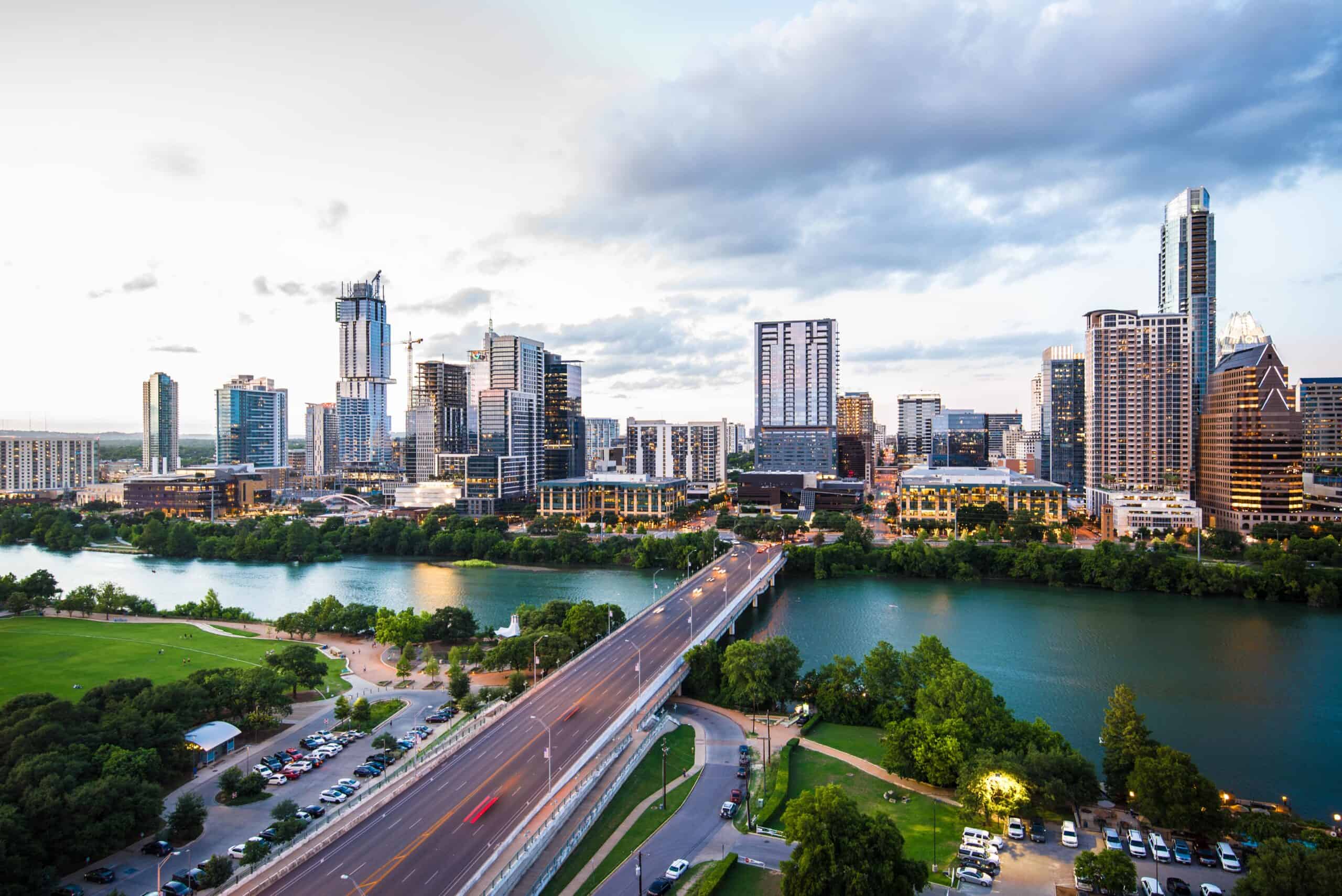 The Houston skyline which is home to the Chevron Houston Marathon, one of the best marathons to qualify for Boston.