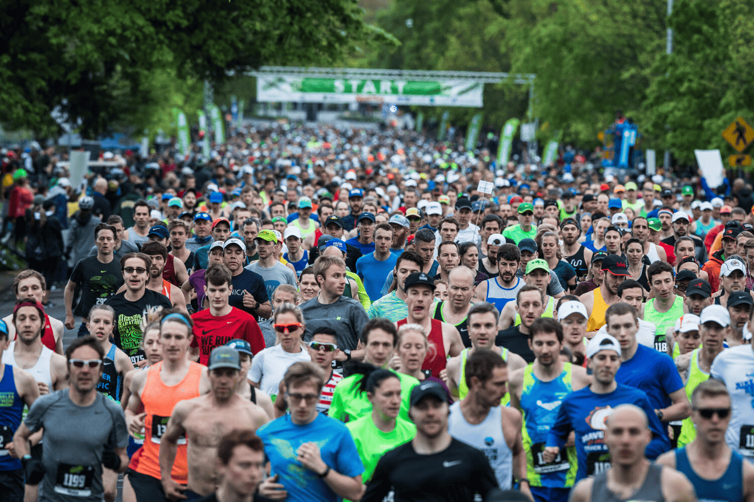 Runners starting on the path of the Eugene Marathon, one of the best marathons to qualify for Boston.