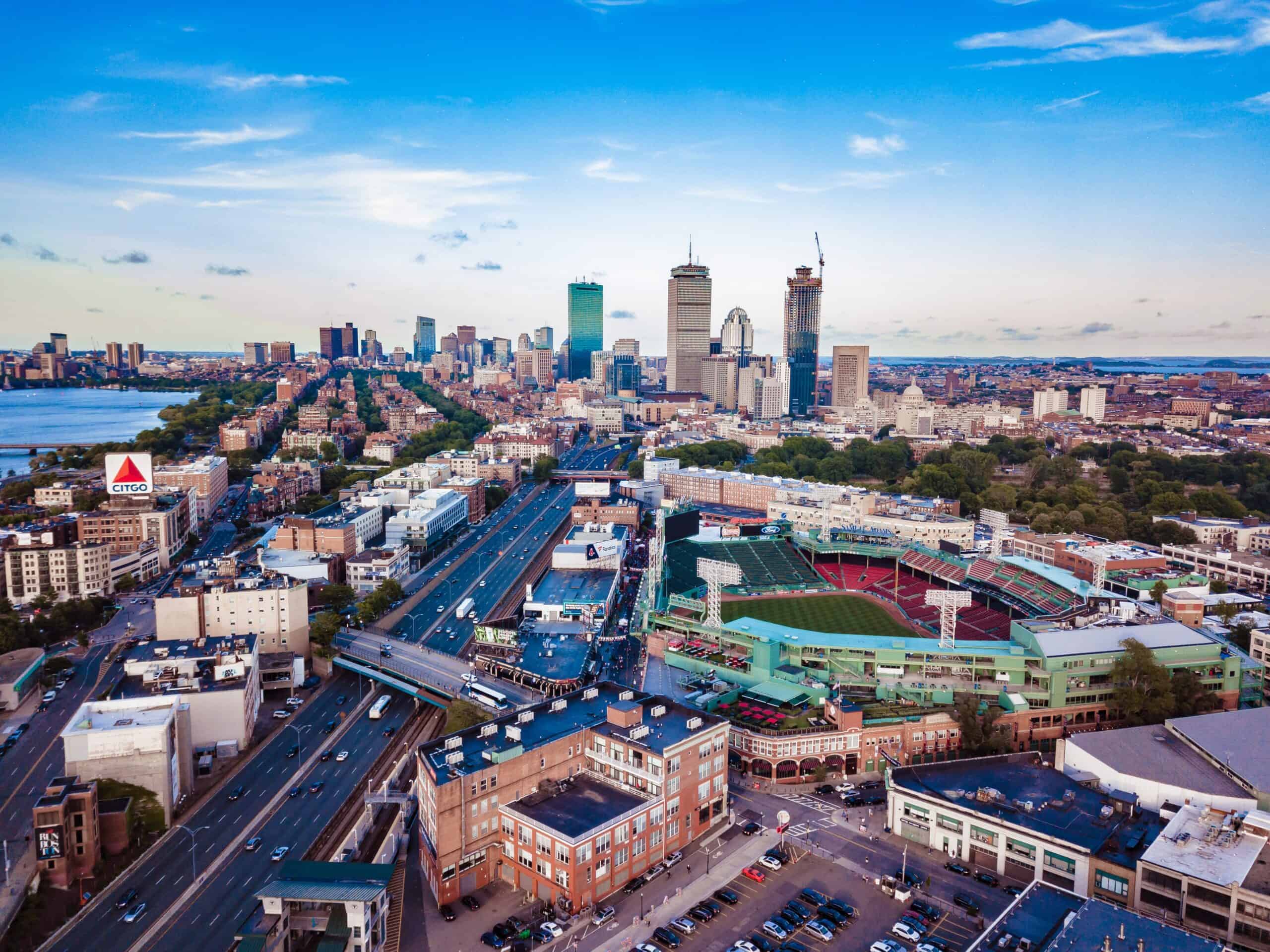 Boston's downtown area which is home to the Boston Marathon.