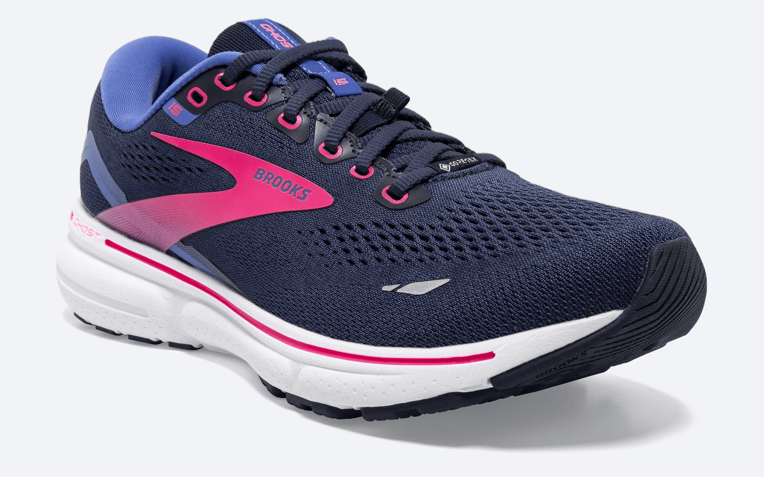 Brooks Ghost 15 GTX our pick for the best waterproof running shoes for all types of running.