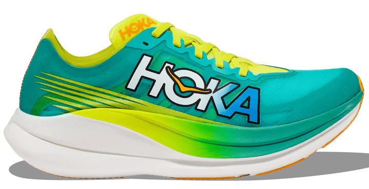 The HOKA Rocket X 2 in unisex evening primrose