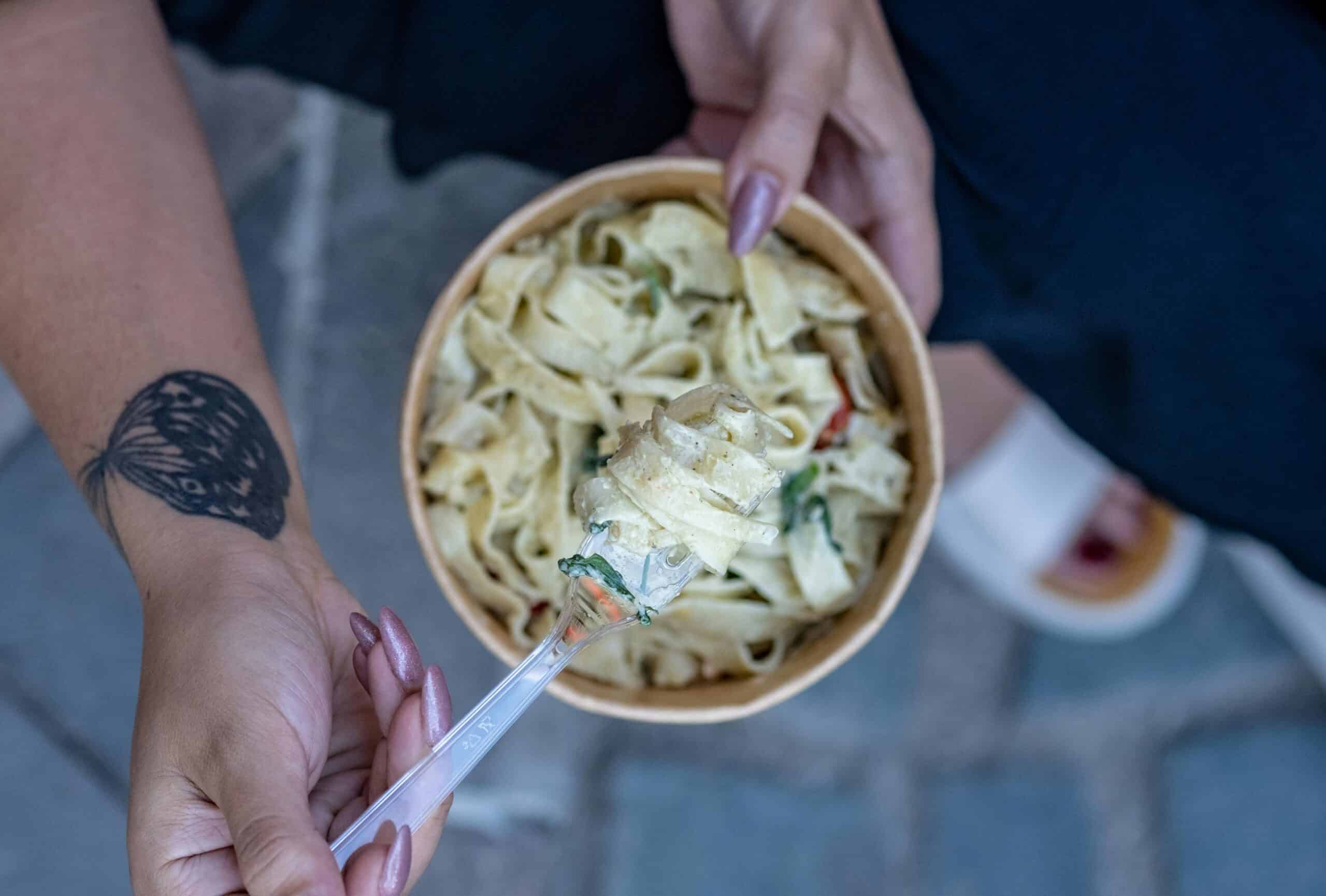 Carb-loading before a race with a bowl of pasta is great for runners training for a half marathon.