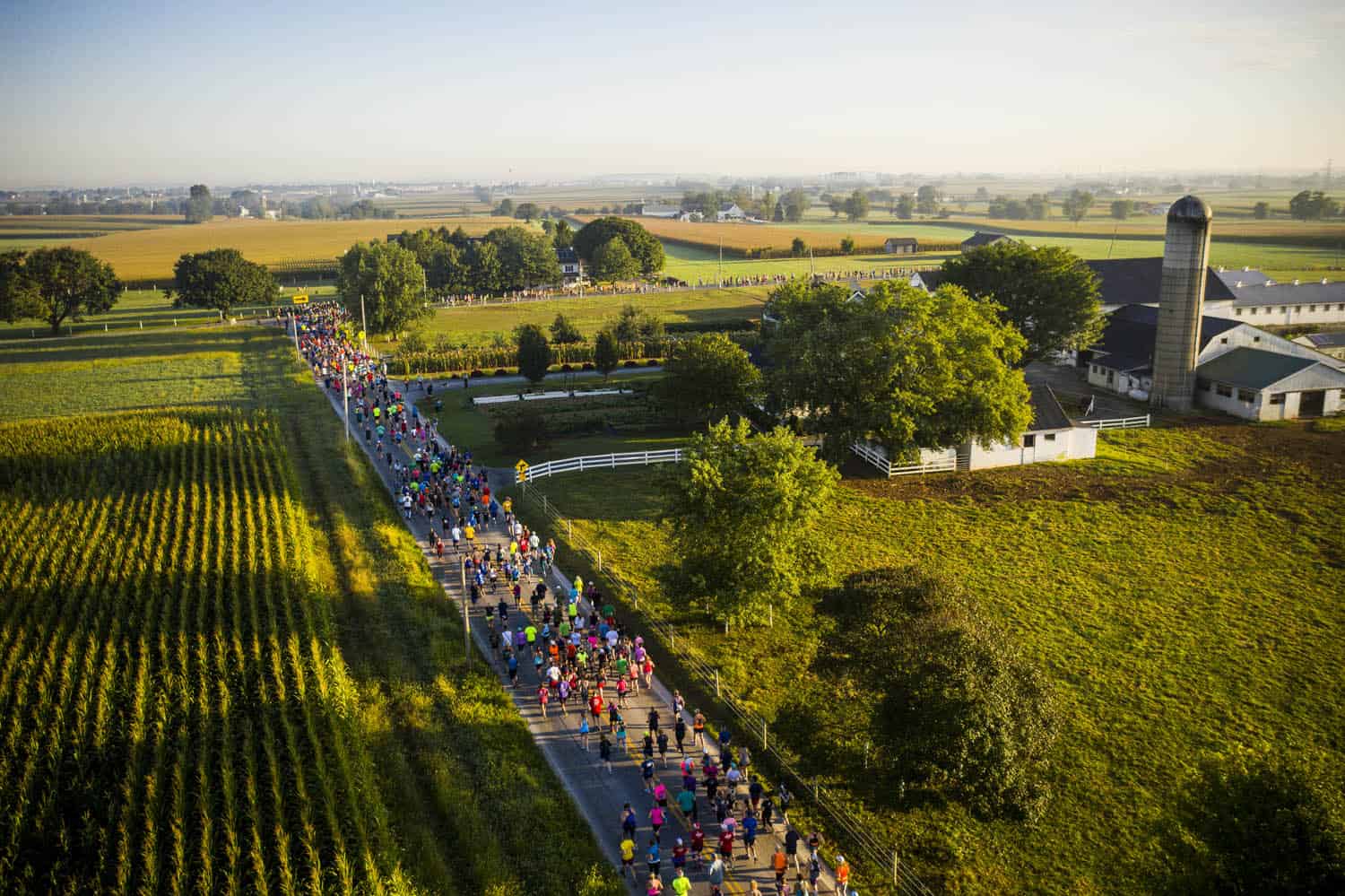 The landscape of the Bird In Hand Half Marathon in Lancaster County, Pennsylvania.