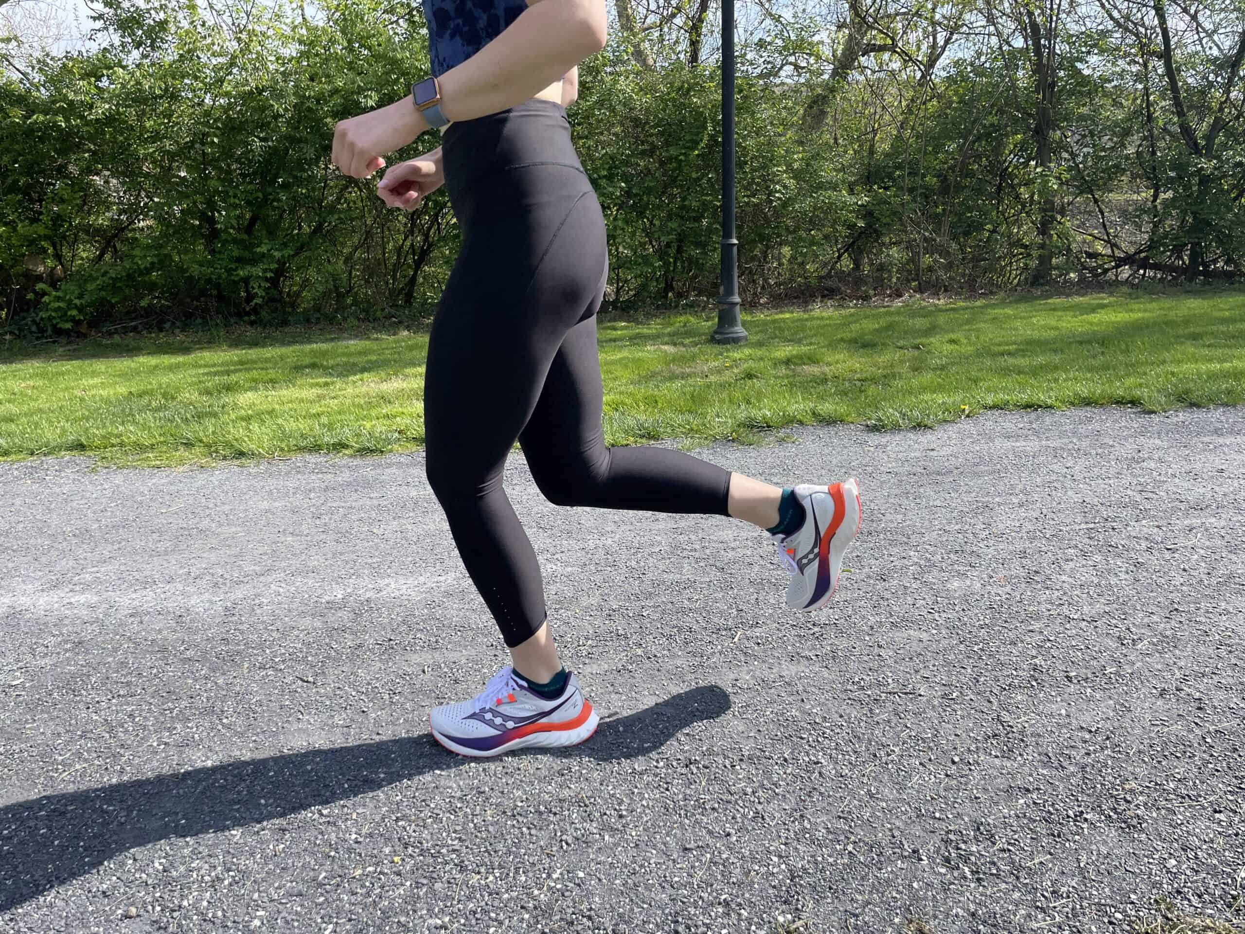 The writer running in the Athleta Pacesetter tights.