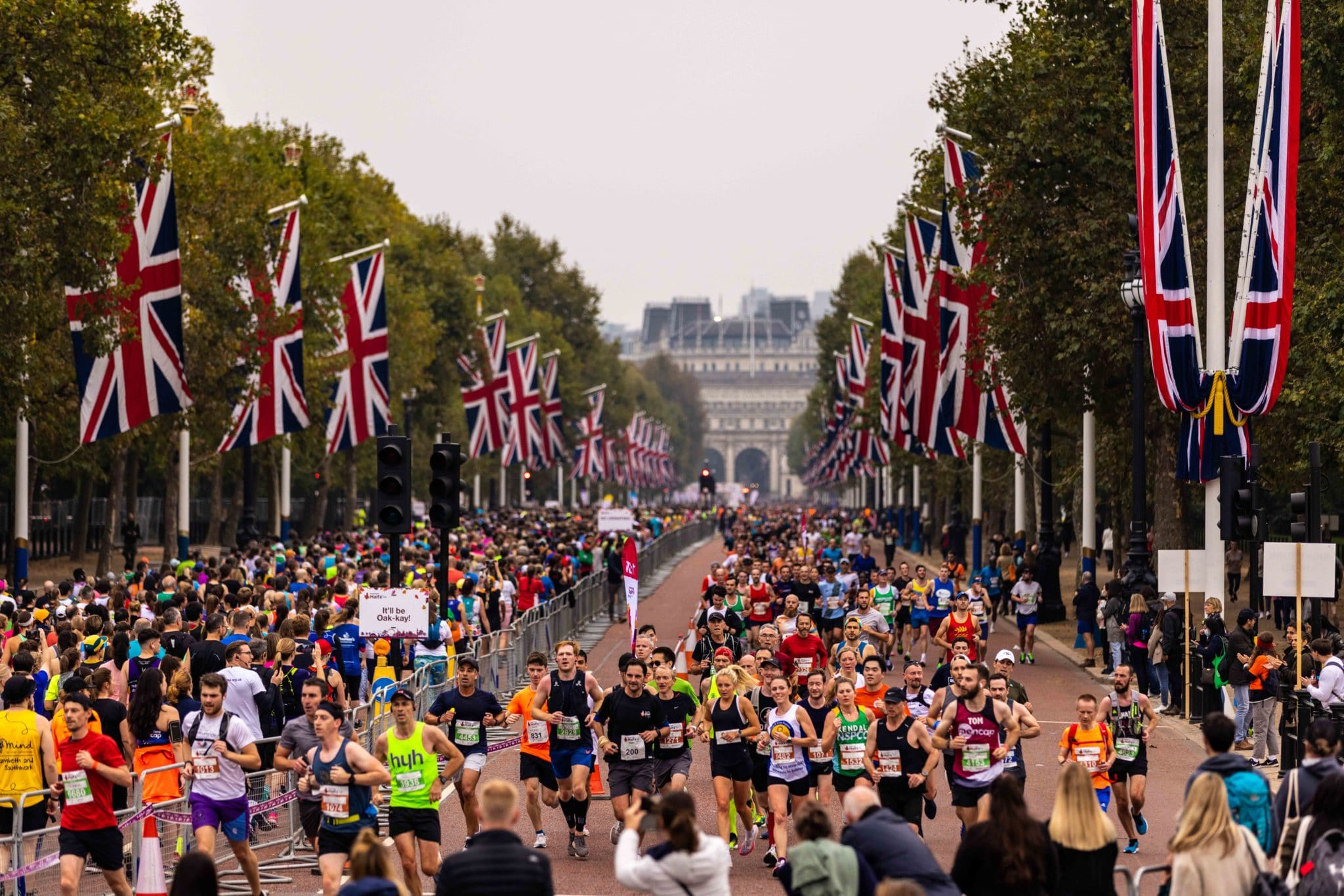 Runners competing in one of the best European half marathons, The Royal Parks in London.