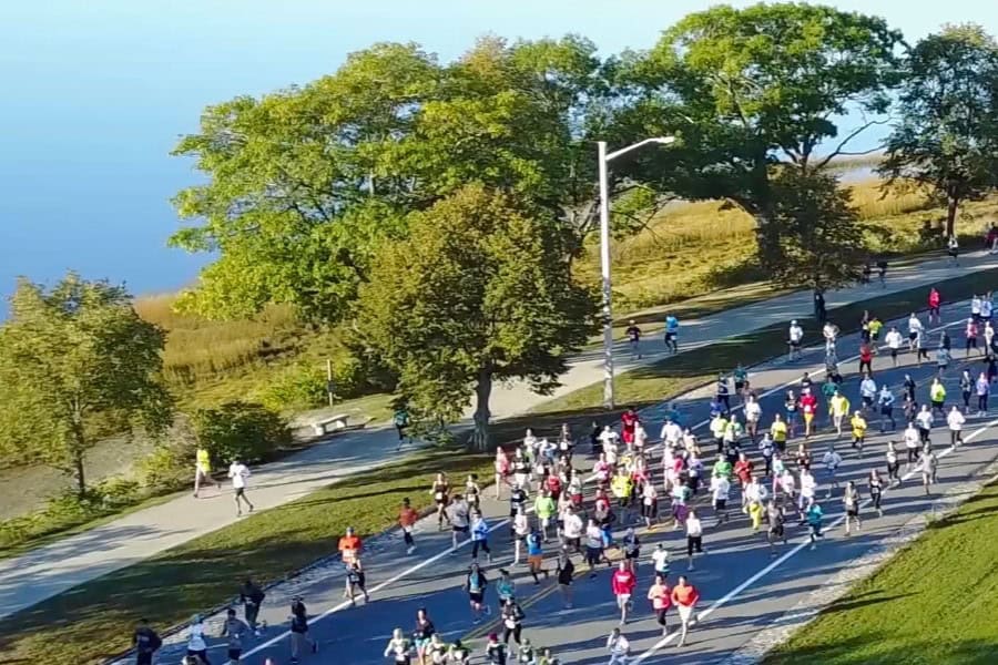 walkers in the maine half marathon